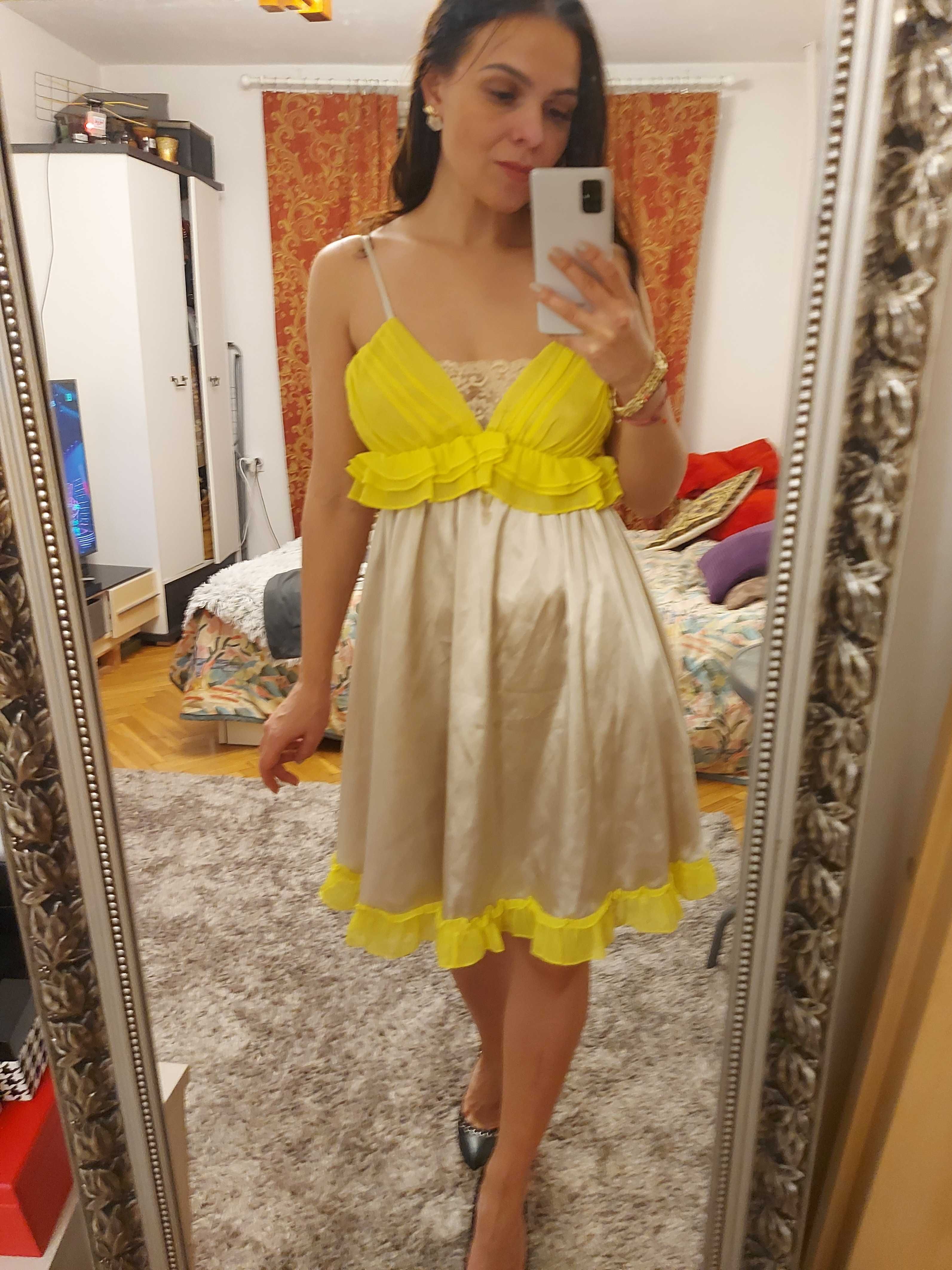 Letnia sukienka beżowo- żółta Asos rozm. M
