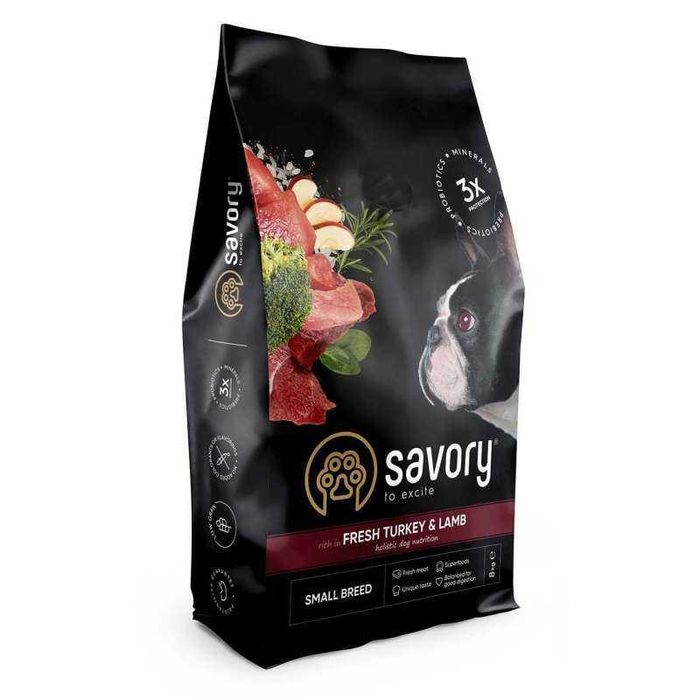 SAVORY Adult Small Breeds 8 кг з індиком і ягням для собак малих порід
