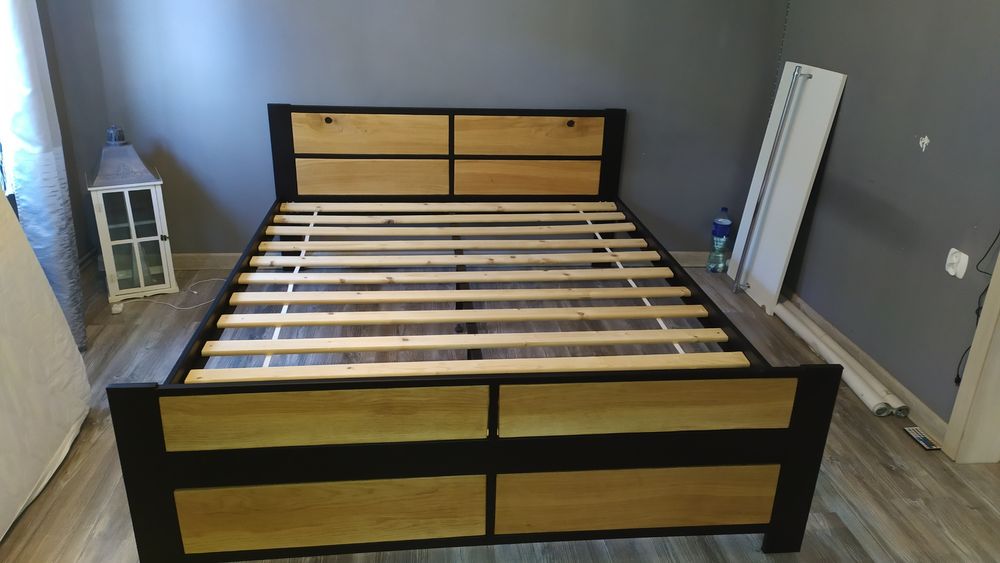 Łóżko loft, stał +  drewno dębowe