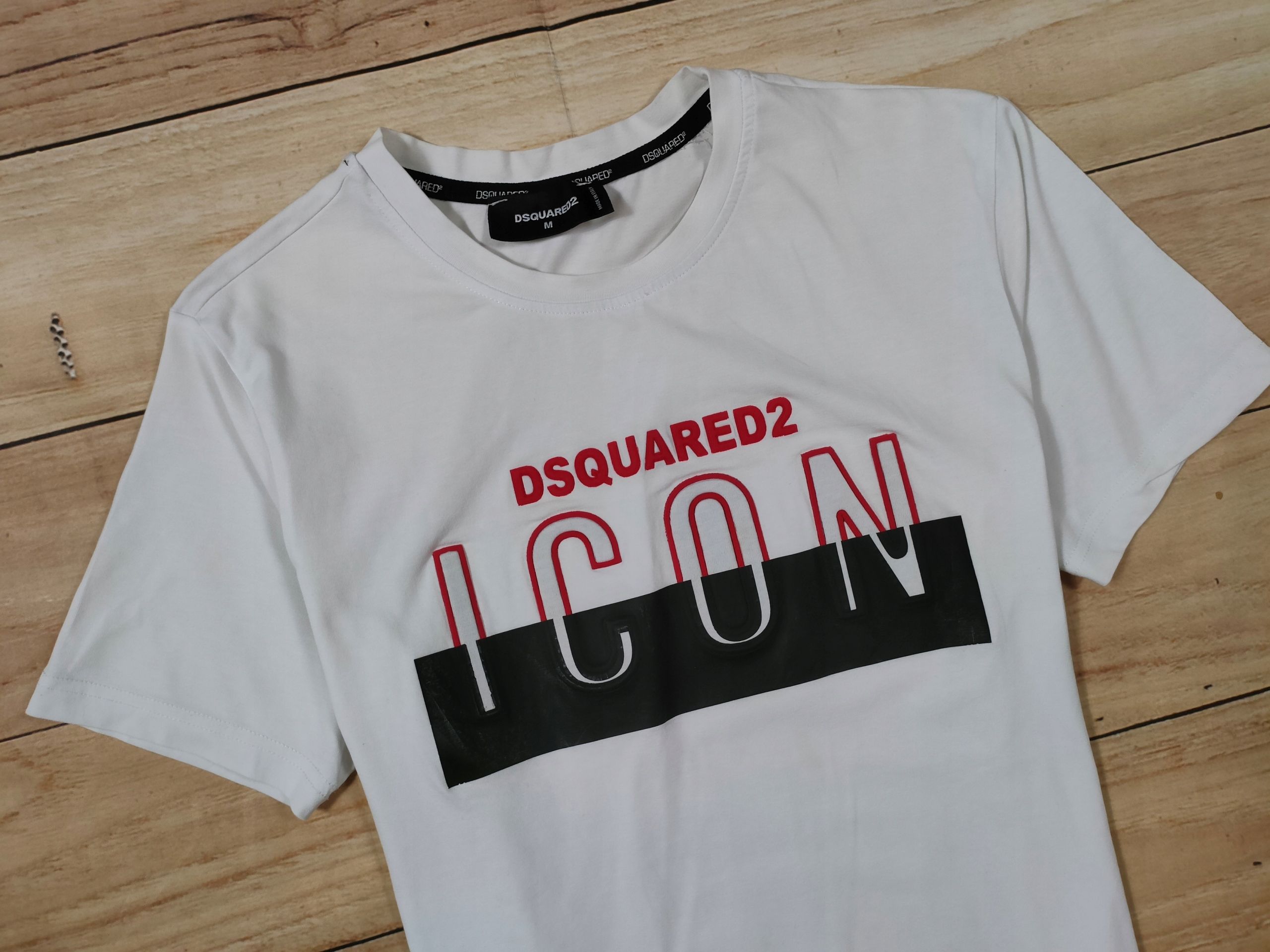 DSQUARED2 Koszulka Męska T-Shirt Biała Logowana r. S/M