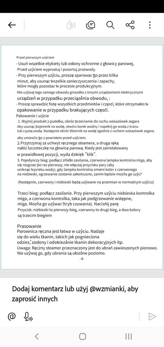 Parownica do ubrań nowa
