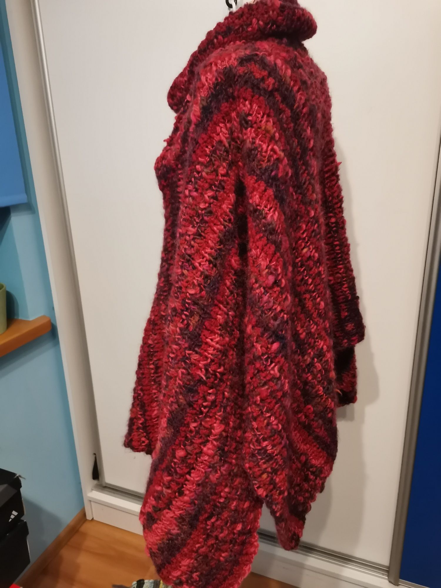 Piękne ręcznie robione ponczo, peleryna handmade, rozm uniwersalny