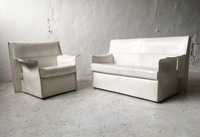 Sofa i fotel "origami" z siodłowej skóry lata 80 vintage design