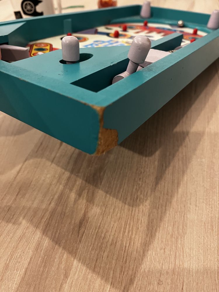 Drewniany flipper, pinball dla dzieci, gra stołowa