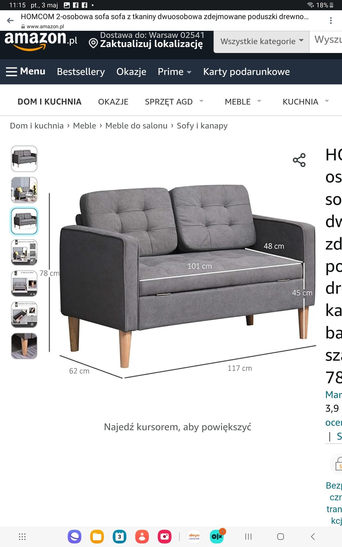 Piękna, nowa, kompaktowa sofa