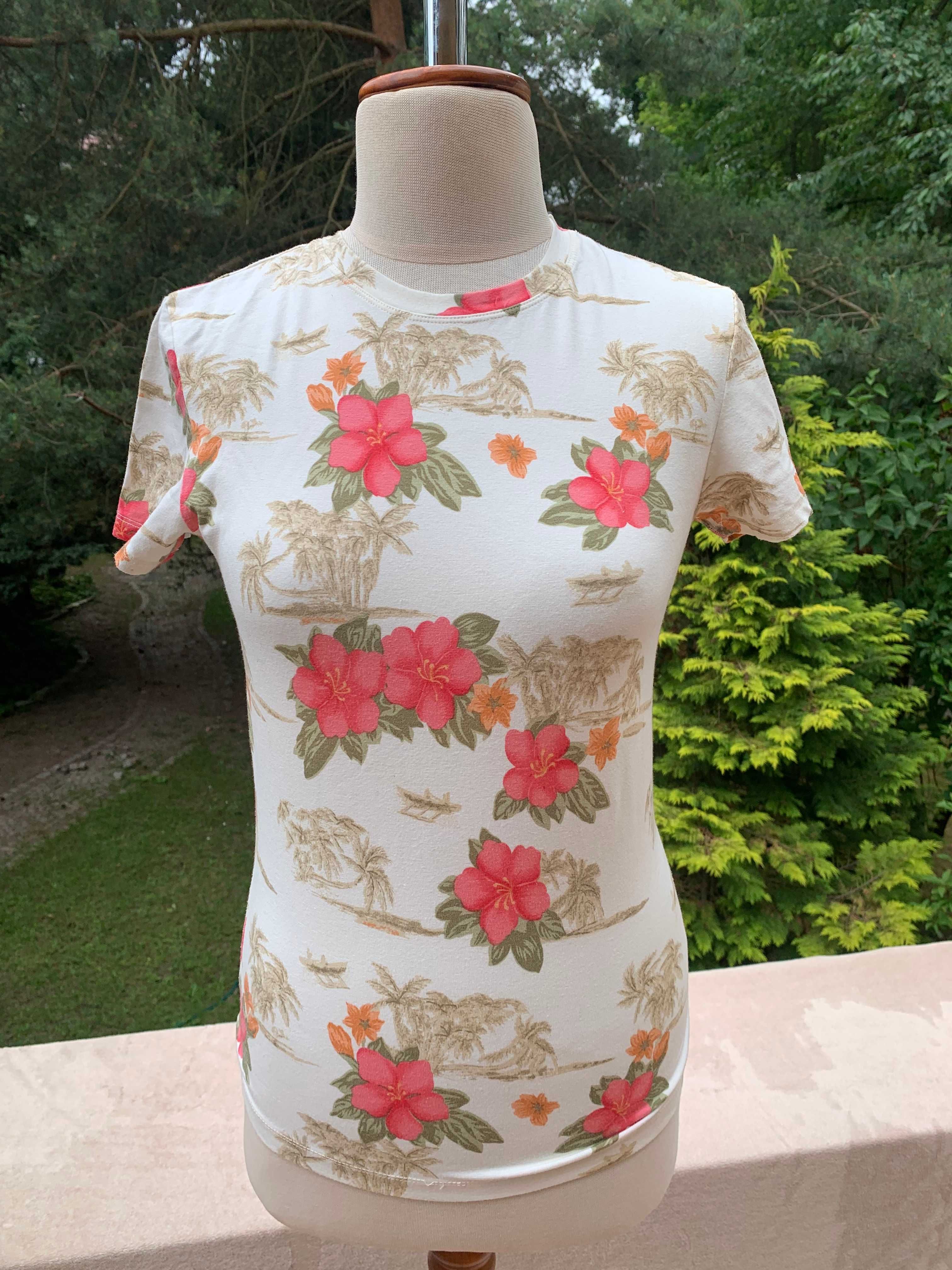 T-shirt w koralowe kwiaty, rozm m , Caribbean joe