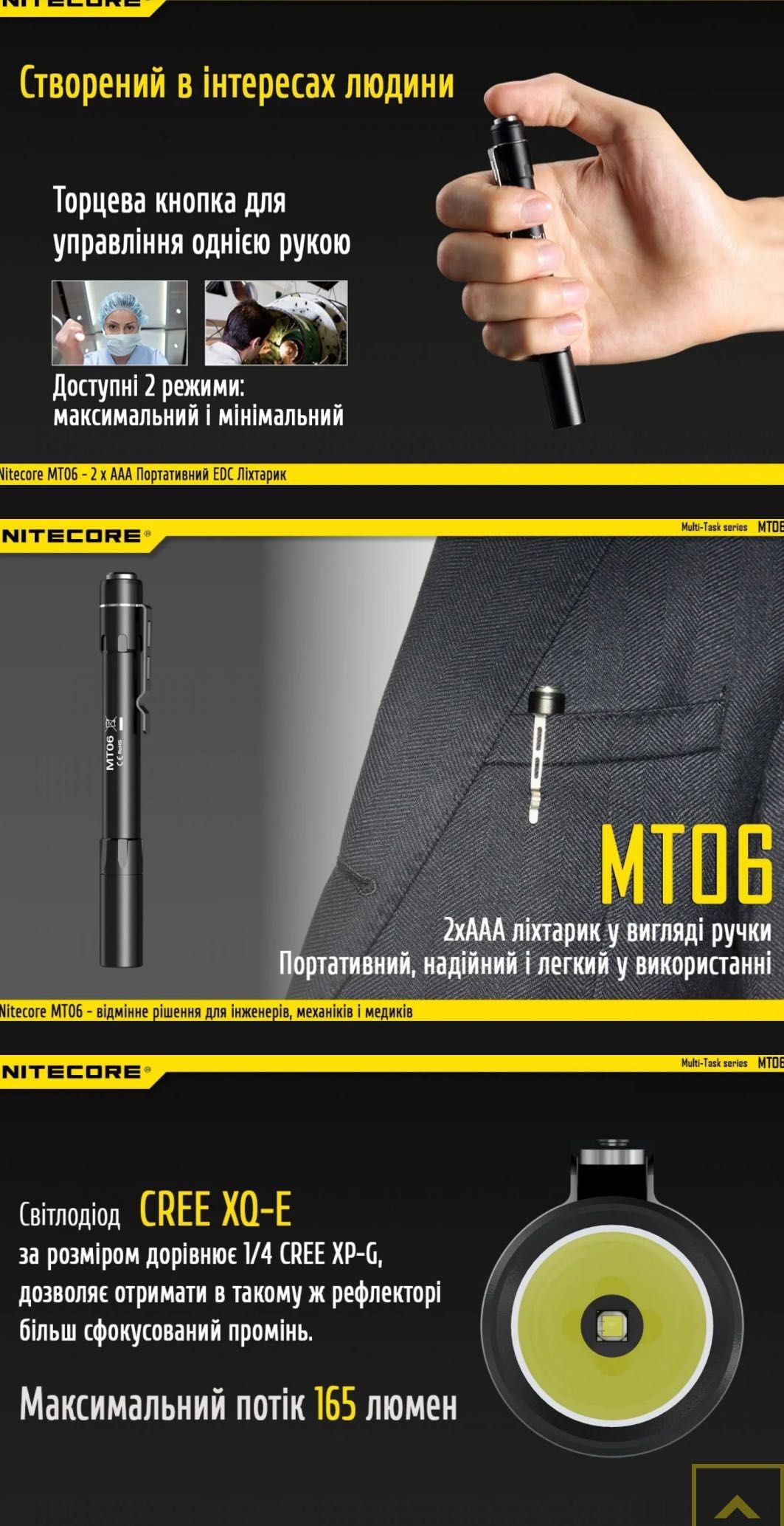 Nitecore MT06MD Кишеньковий медичний діагностичний ліхтар