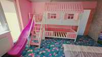 Łóżeczko łóżko domek dla dzieci drewniany ze zjeżdżalnią XL RATY