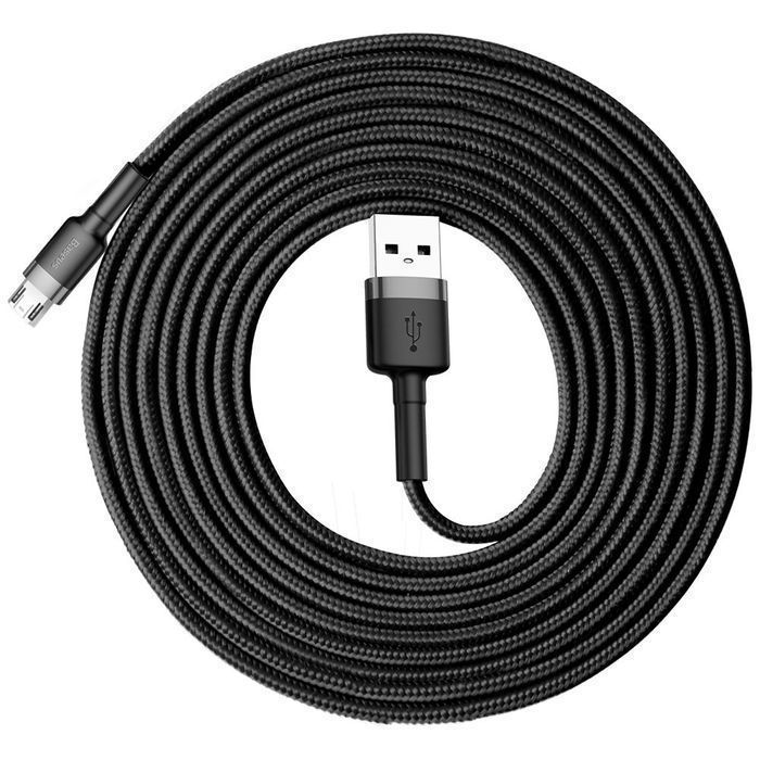 Baseus Kabel Nylonowy USB / micro USB 2A 3M Czarno-Szary