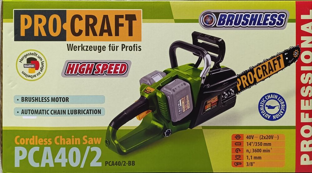 Акумуляторна ланцюгова пилка Procraft PCA40/2 (Без АКБ та ЗП)