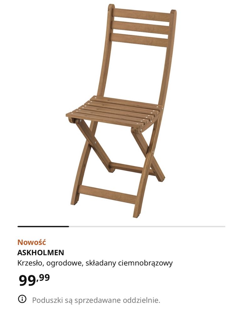 Krzesło ogrodowe IKEA ASKHOLMAN nowe