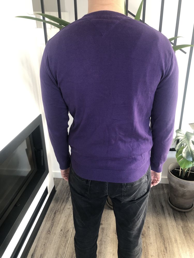 Sweter Tommy Hilfiger L filetowy dlugi rękaw