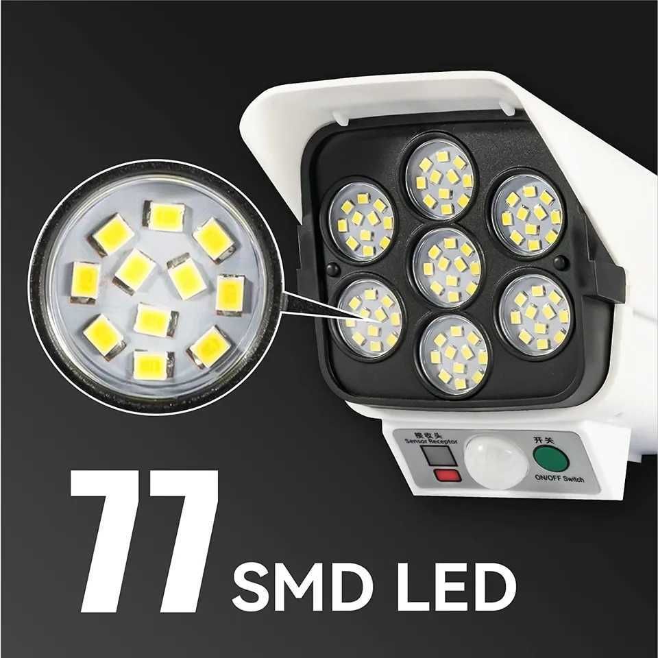 Lampa solarna LED z czujnikiem ruchu imitacja kamery pilot