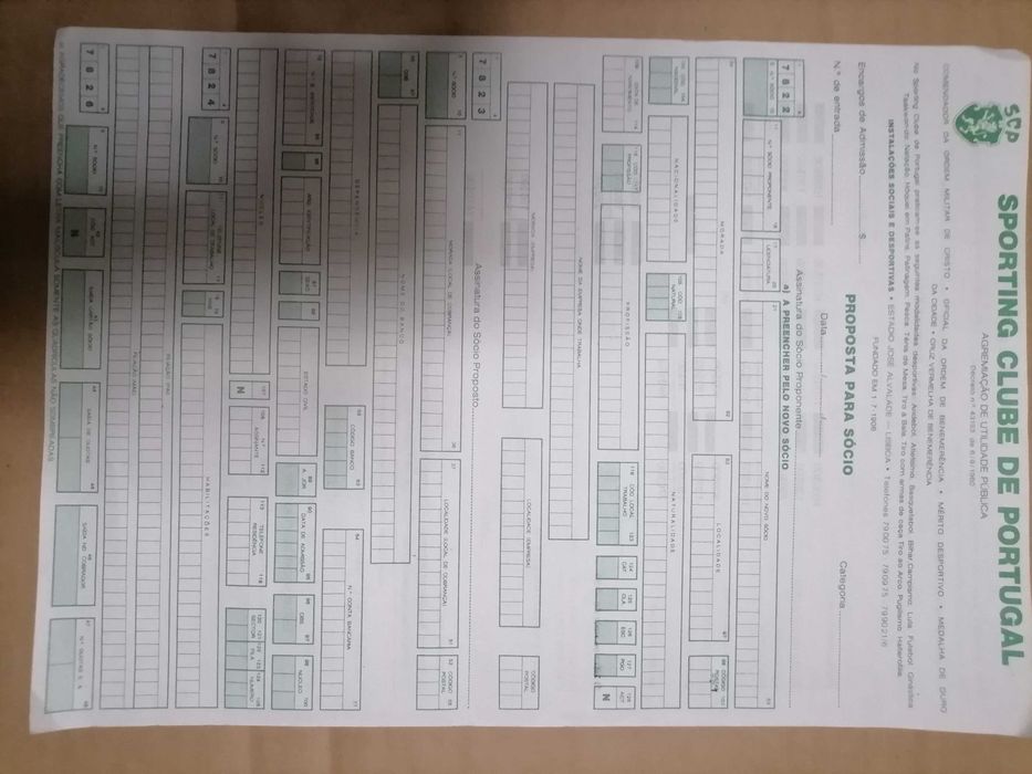 Raridade SPORTING Proposta de Sócio Anos 60's