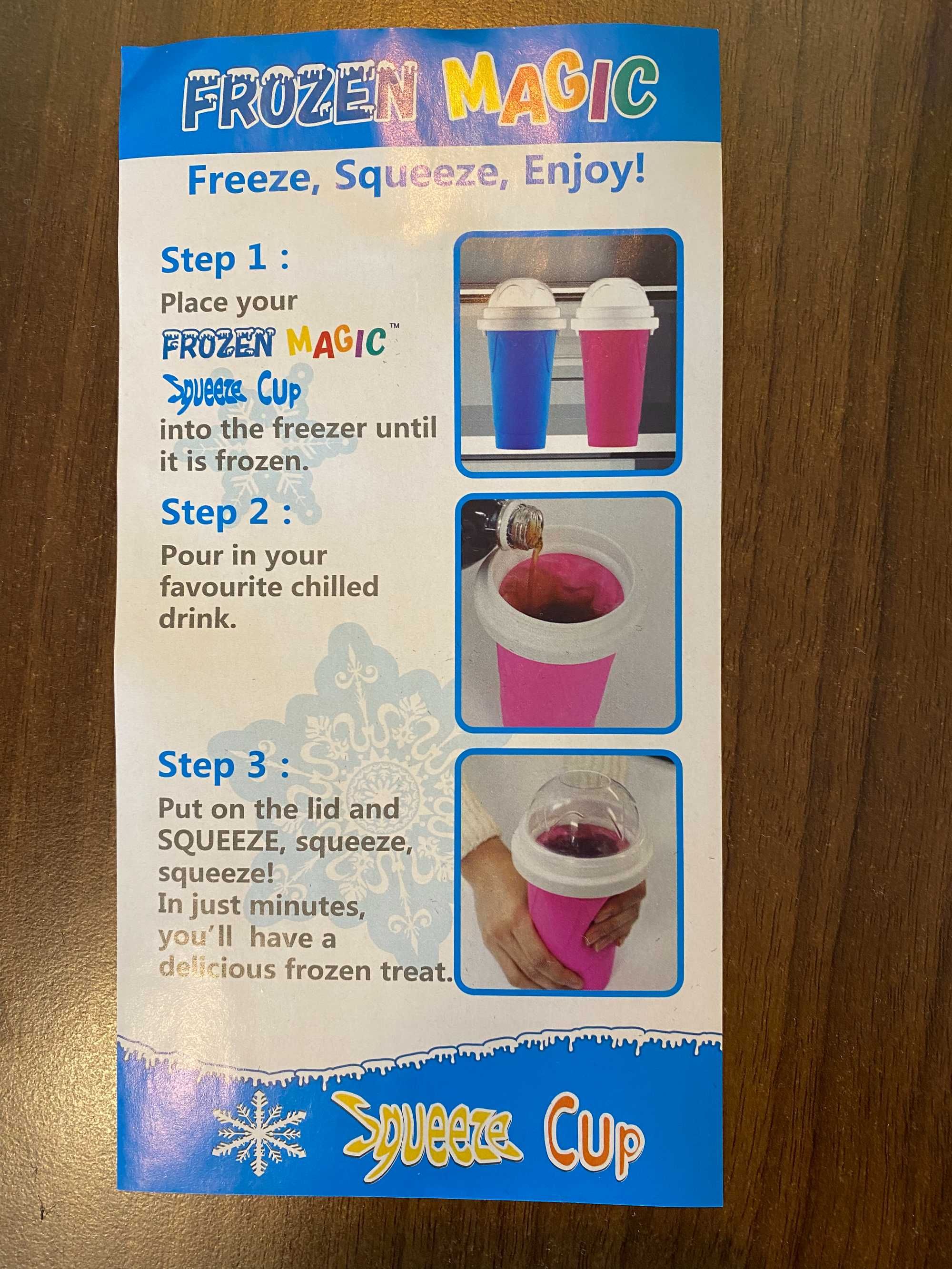 Kubek do lodów - Slushy Maker -  Frozen Magic Squeeze Cup - Żółty