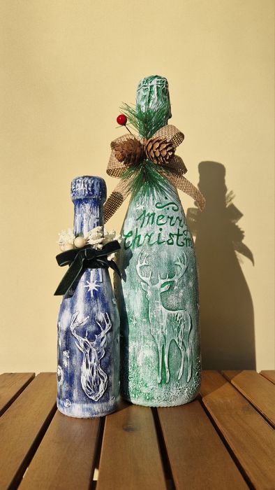 Сувенір, подарунок, хенд мейд, новорічні свята. Декорована пляшка