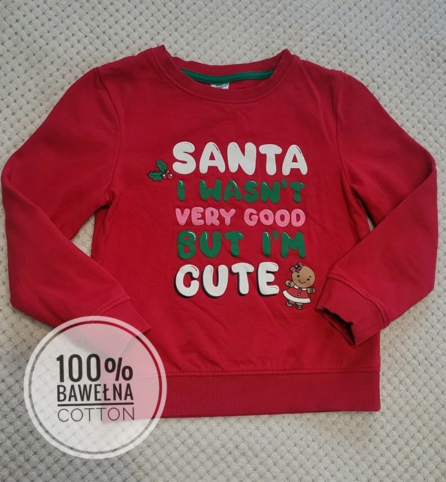Czerwona świąteczna bluza dla dziewczynki print rozm. 128