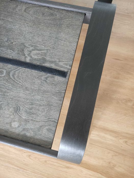 Repousa-pés - Modelo POÄNG, Preto com almofada Cinza, IKEA