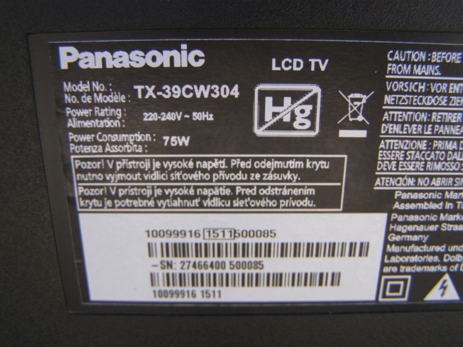 Запчасти для Tv Panasonic TX-39cw304