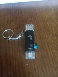 Перехідник 4в1 (Type-C, USB вхід, USB вихід, microCD) + microCD 64Gb