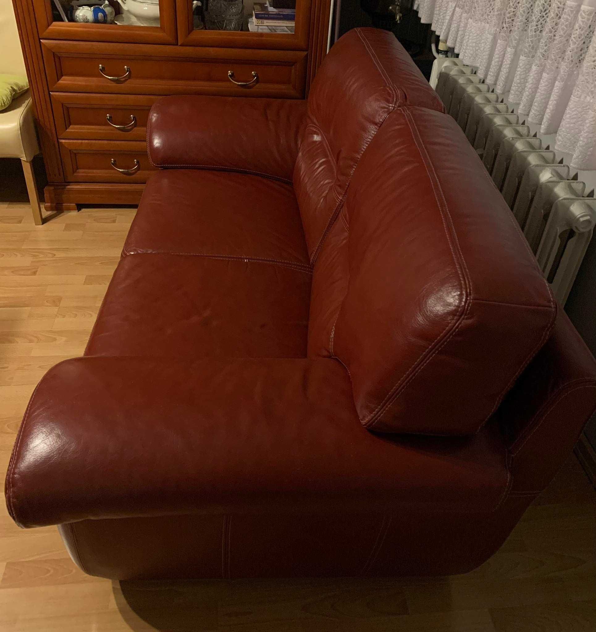 Skórzana sofa kanapa czerwona