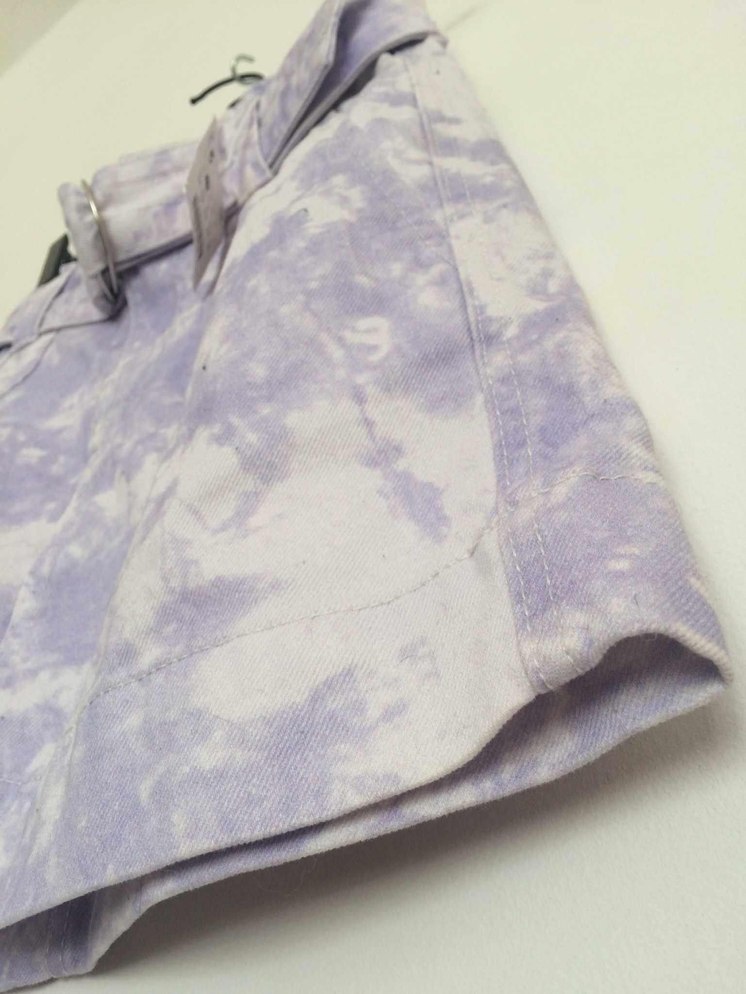 Bershka nowa mini Lilac marmurka z paskiem bawełna xs 24 tiedie
