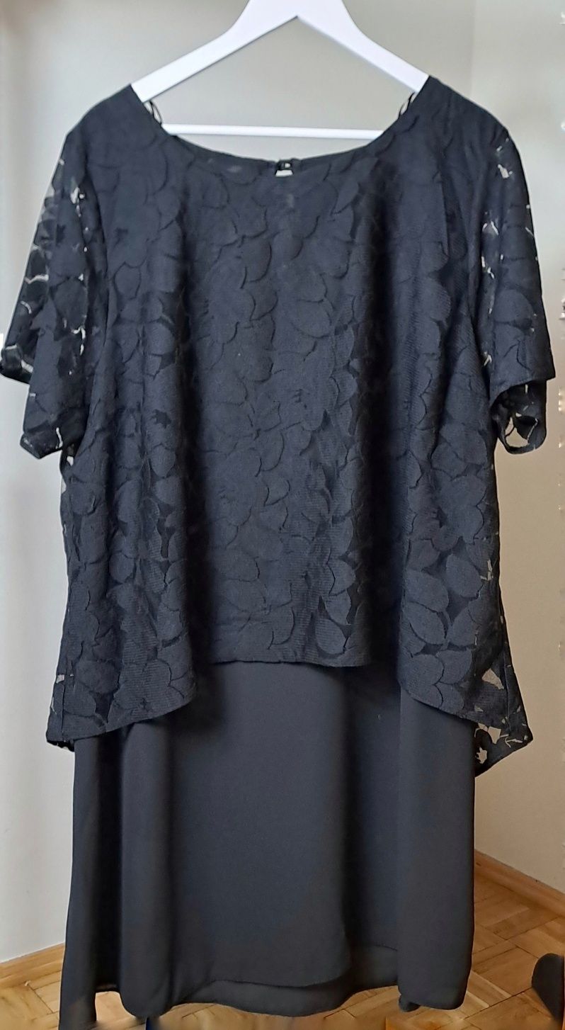 Czarna elegancka sukienka wizytowa duży rozmiar  Ann Harvey 52