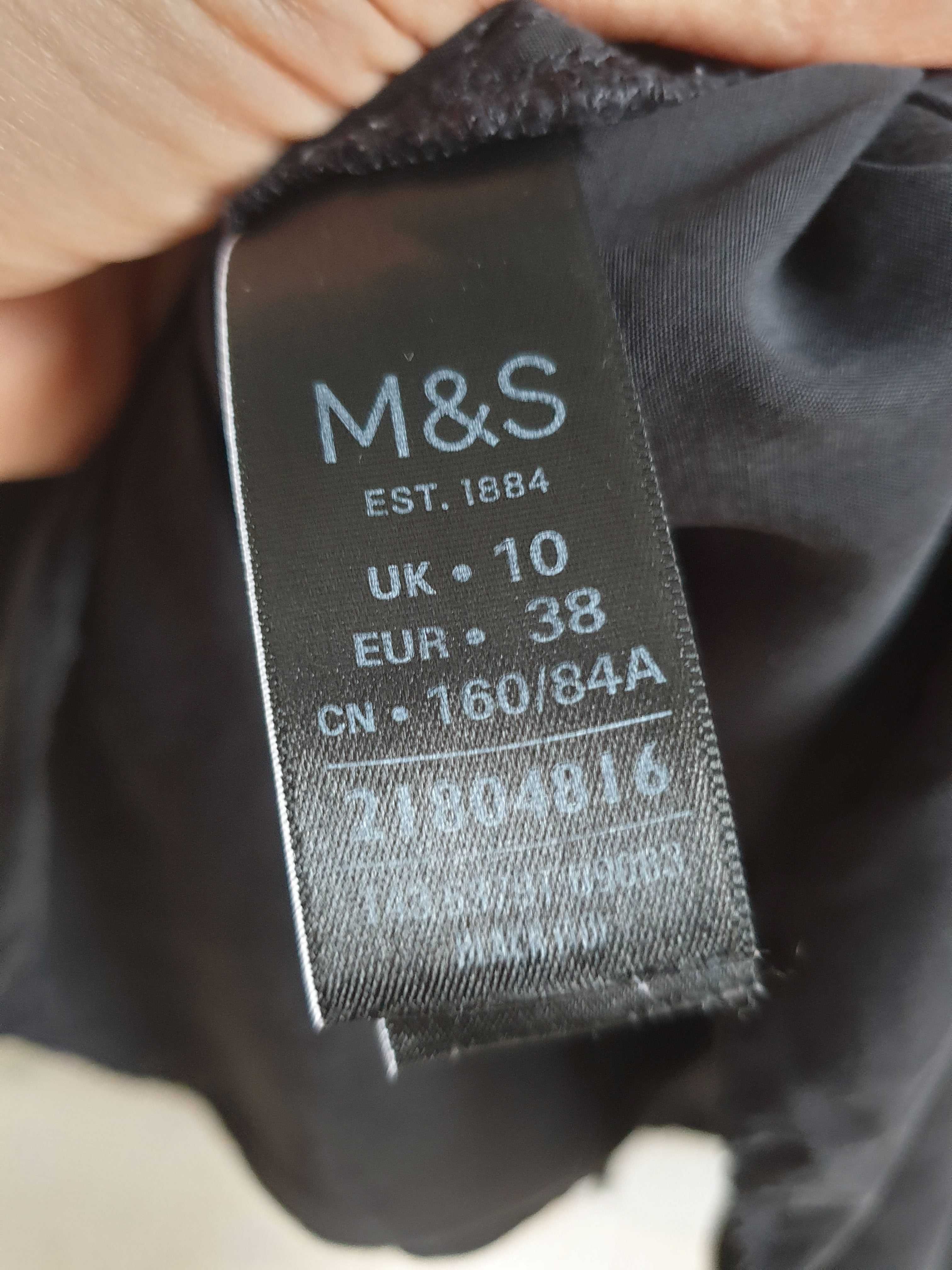 Czarna koszula z falbankami cupro modal 38 oversize Marks & Spencer