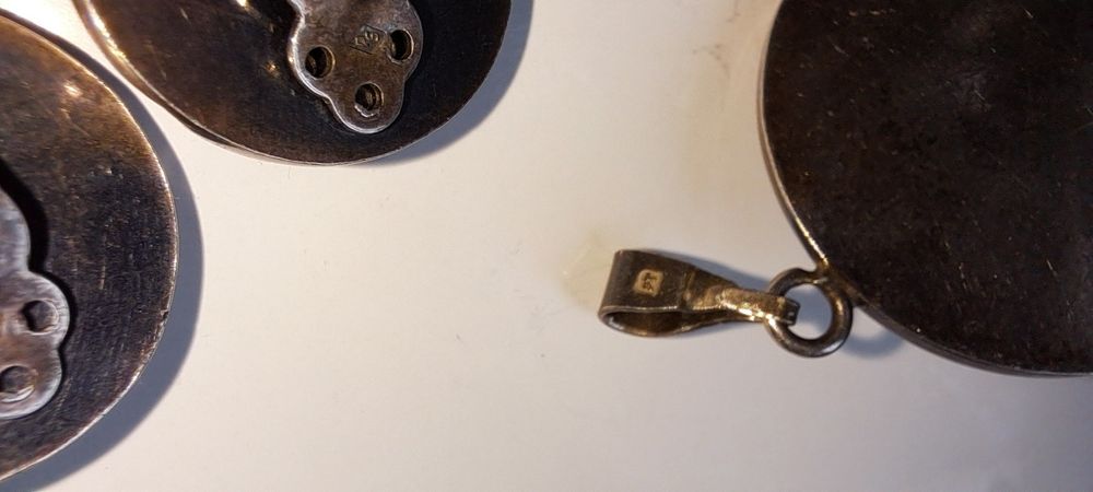 Stare klipsy i zawieszka srebro Prl