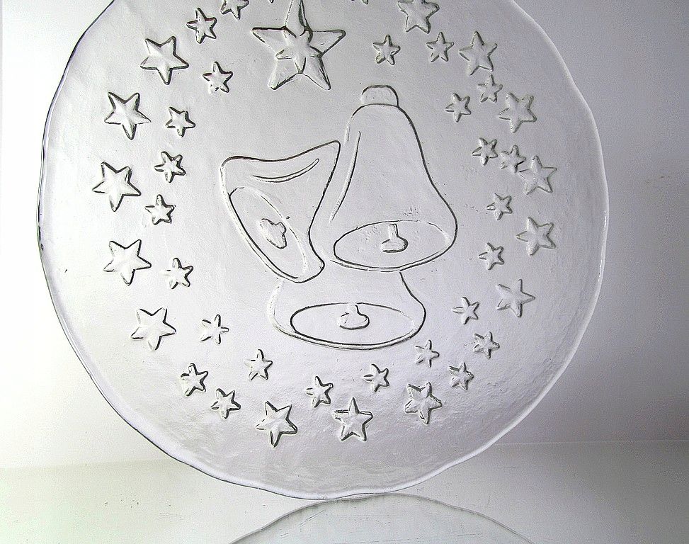 kryształowa lodowa patera dzwonki gwiazdy 1970