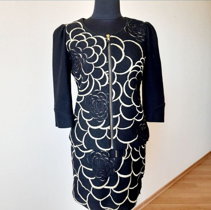 Etincelle couture Франция костюм M/L 46/48р пиджак рукав юбка шерсть.