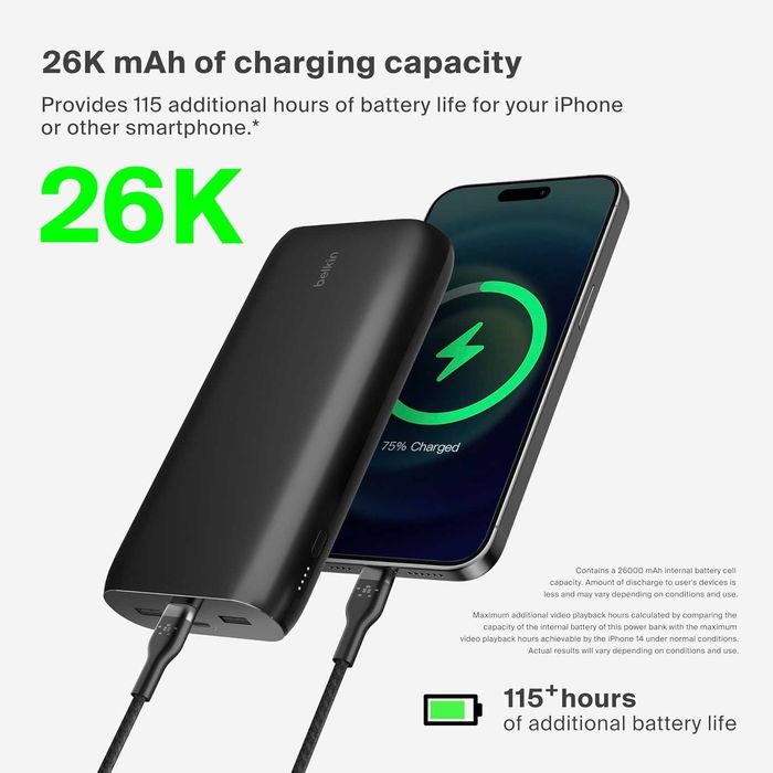 Powerbank Belkin 26000 mAh USB-C/A 4xPD LED szybkie ładowanie