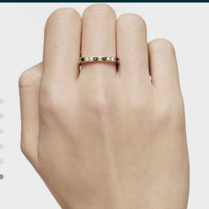 Pierścionek 14,16,18 z misiem żółte srebro vermeil 925 perłą i spinel