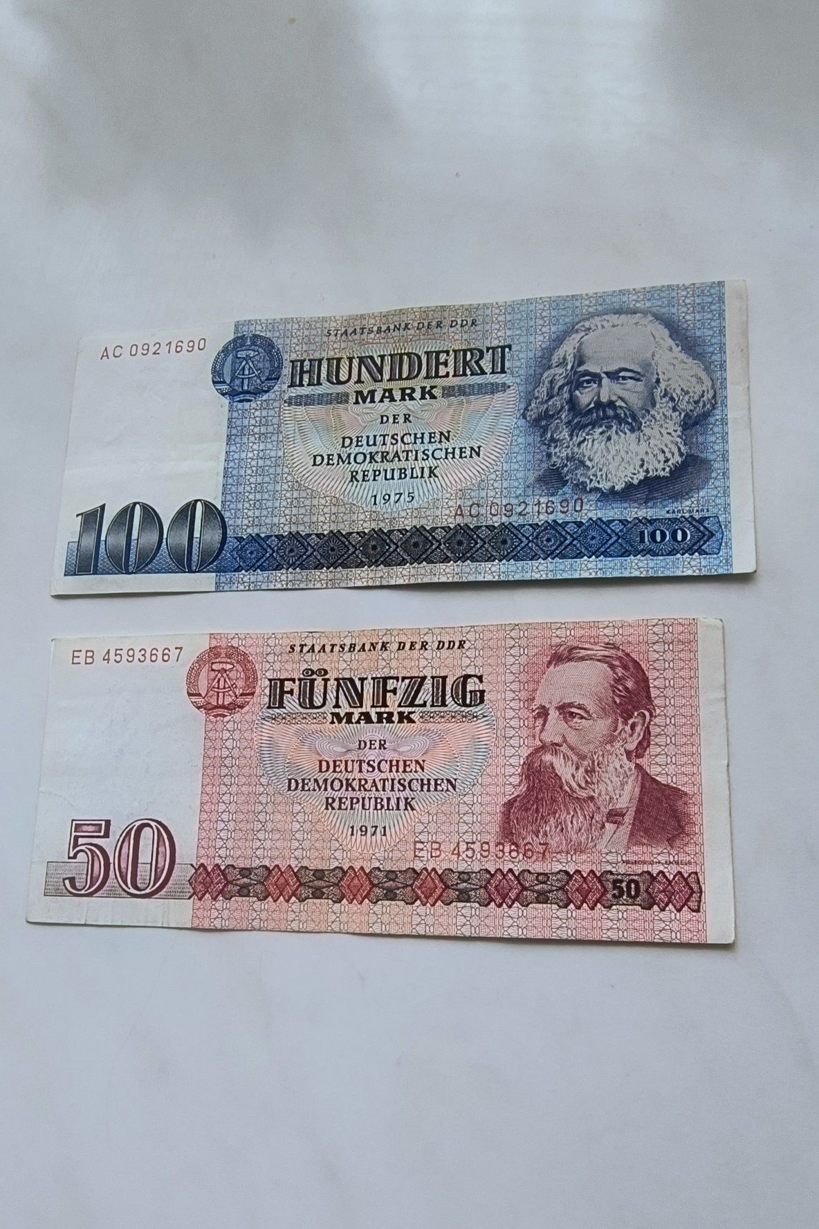 Banknoty DDR nominał 50 i 100 marek
