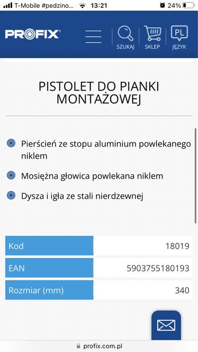 PROFIX Pistotel do pianki montażowej