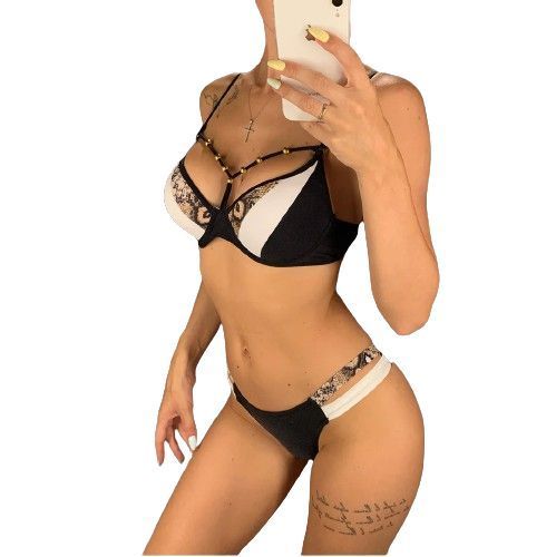 Kostium Kąpielowy BIKINI Komplet Wkładki Push Up Skóra Węża - S