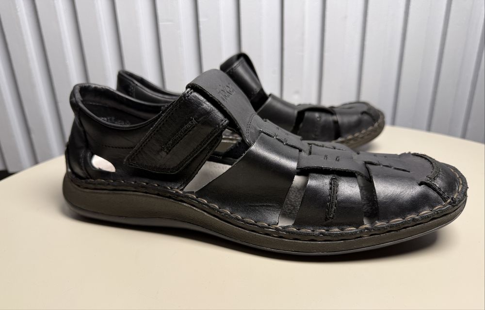 Rieker Antistress – skórzane sandały męskie czarne r.45 wkł.29 cm