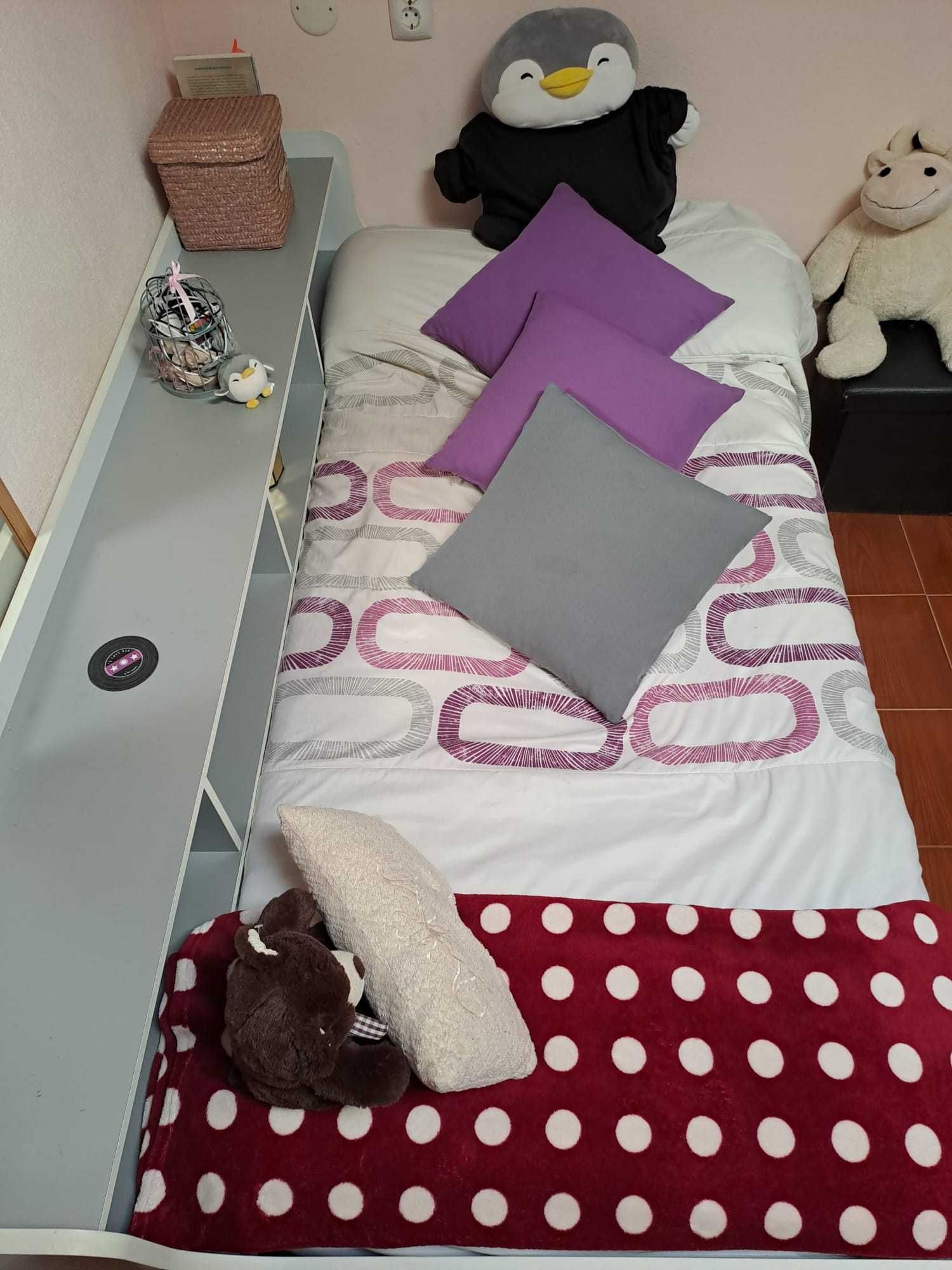 Cama de solteiro dupla com arrumação e prateleiras! 90x200