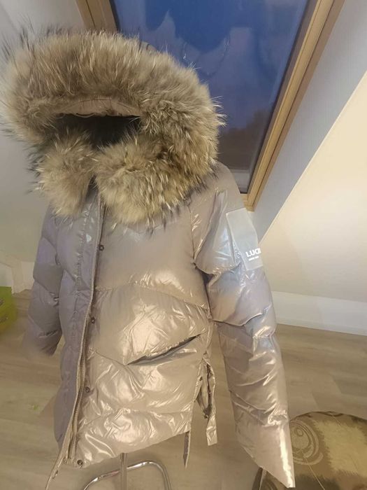 Damska kurtka zimowa jak nowa puch naturalny i jenot obszycie