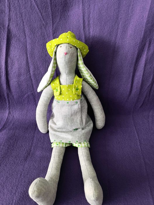 Зайчик Тільда ручної роботи, 38см, еко-матеріали