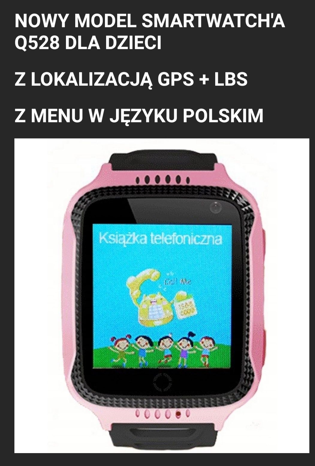 Smartwatch dla dzieci kolor różowy