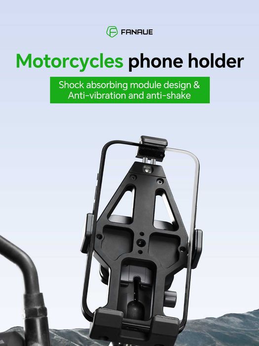 Uchwyt motocyklowy aluminium z tłumikiem drgań FANAUE na telefon