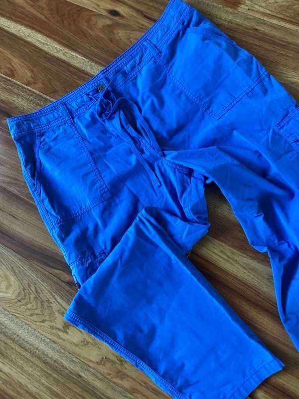 xxxl 46 48 niebieskie spodnie do kostek chinosy cygaretki cargo +size