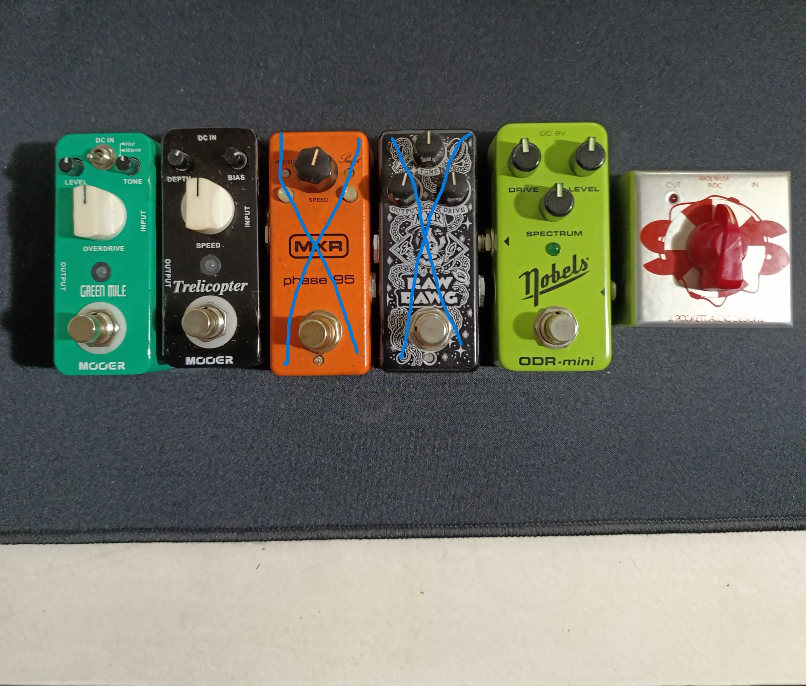 PEDAIS: Boss, Xotic, MXR, Mooer, Nobels, J. Rockett