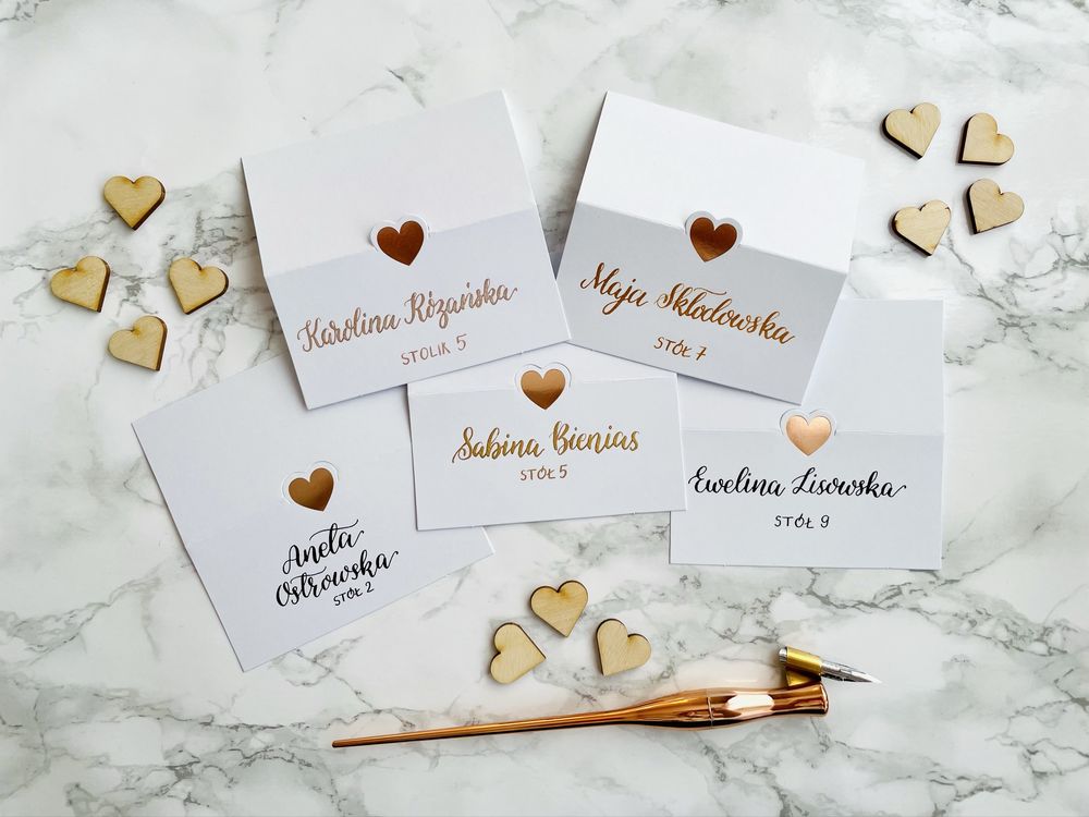 Kaligrafia ślubna personalizowane winietki, zaproszenia ręcznie pisane