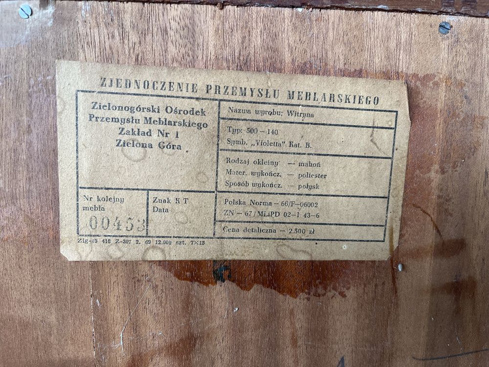 Meble PRL Violetta Zielonogórski Ośrodek Przemysłu Meblarskiego