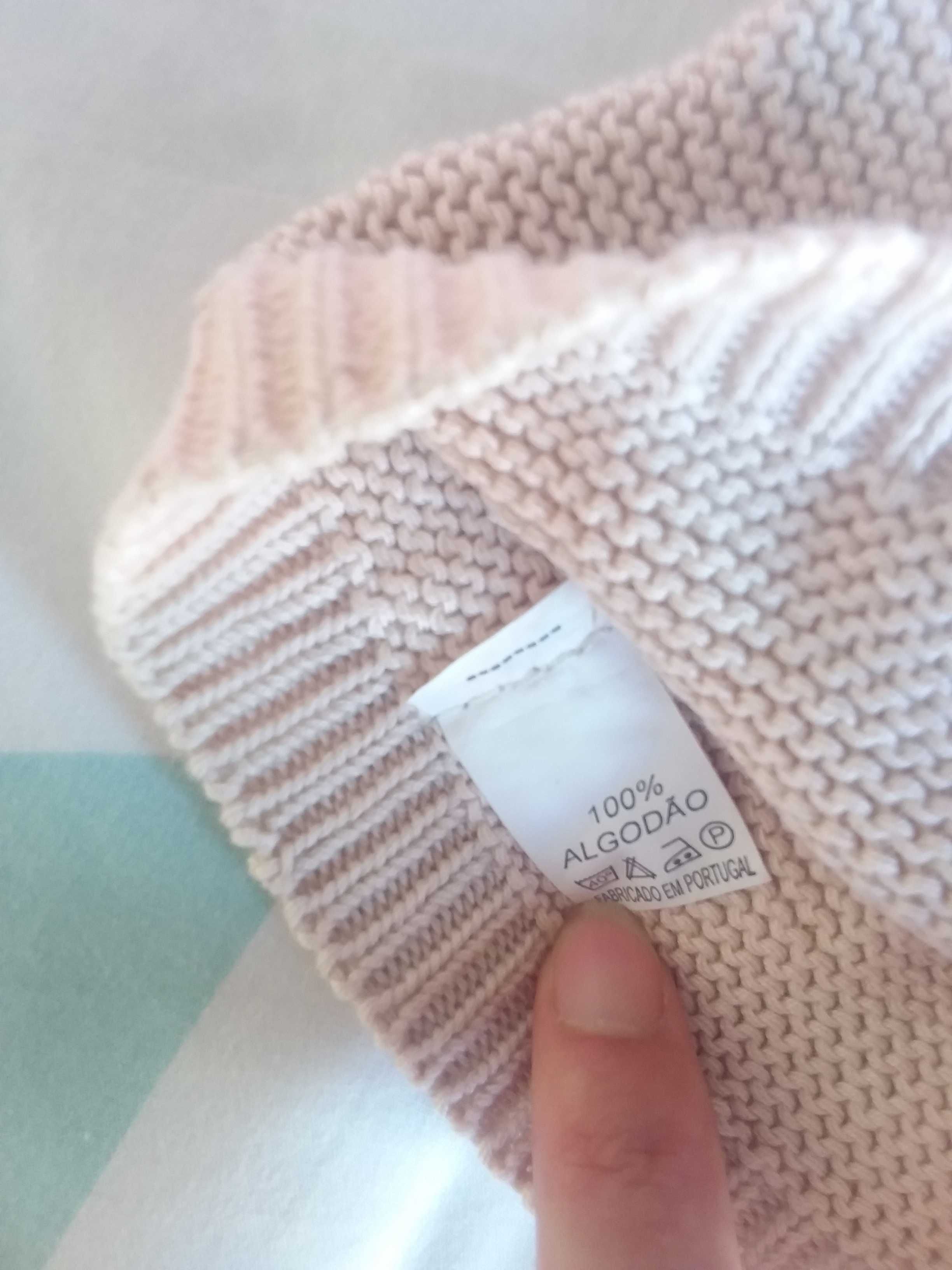 Gorro e patufas para bebé, cor bege, tamanho 0-3 meses
