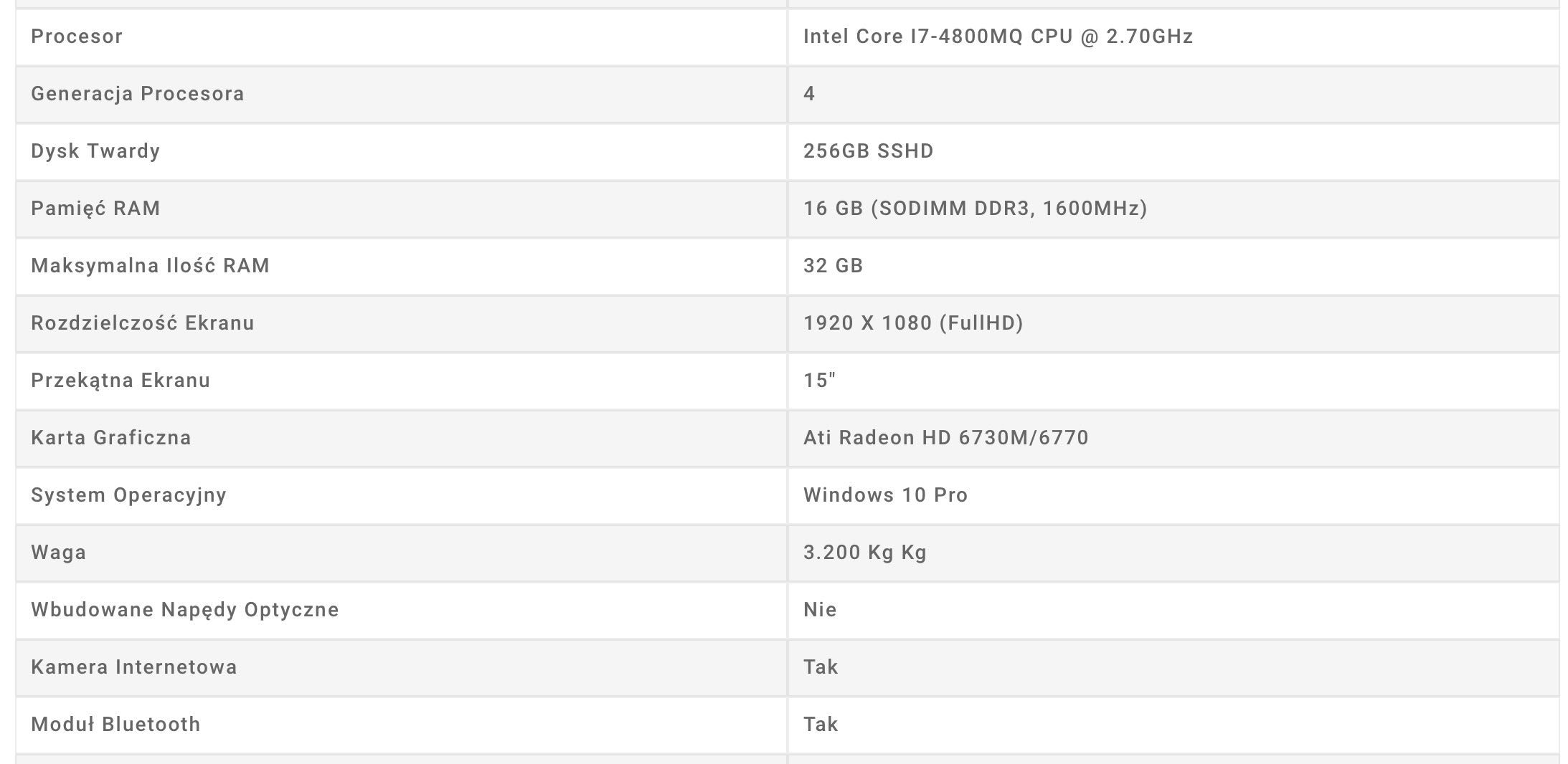 Dell Precission M4800 I7-4800MQ CPU 2.70GHz Radeon HD 6730M