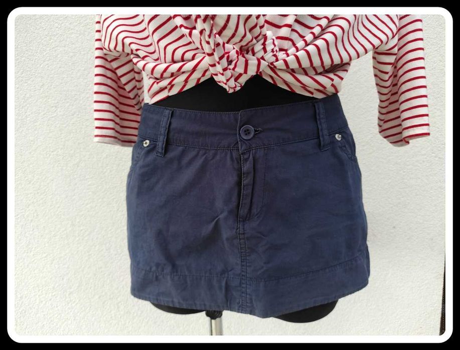 Bardzo krótka mini spódniczka granatowa 40 L bawełniana