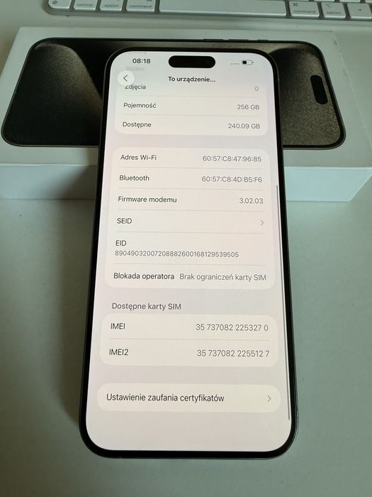 iPhone 15 Pro Max 256gb Natural Titanium Bateria 92% od nowości